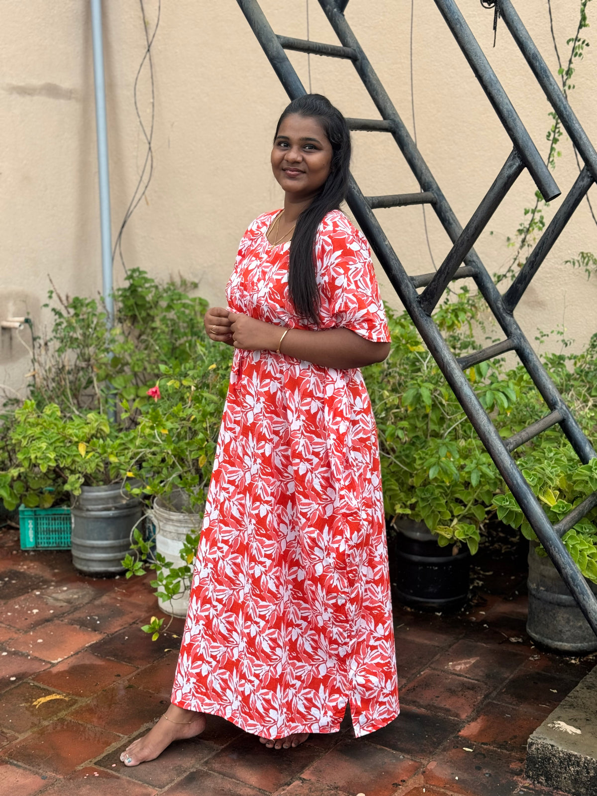 Orange Bloom Pure Cotton Kaftan - ALP051