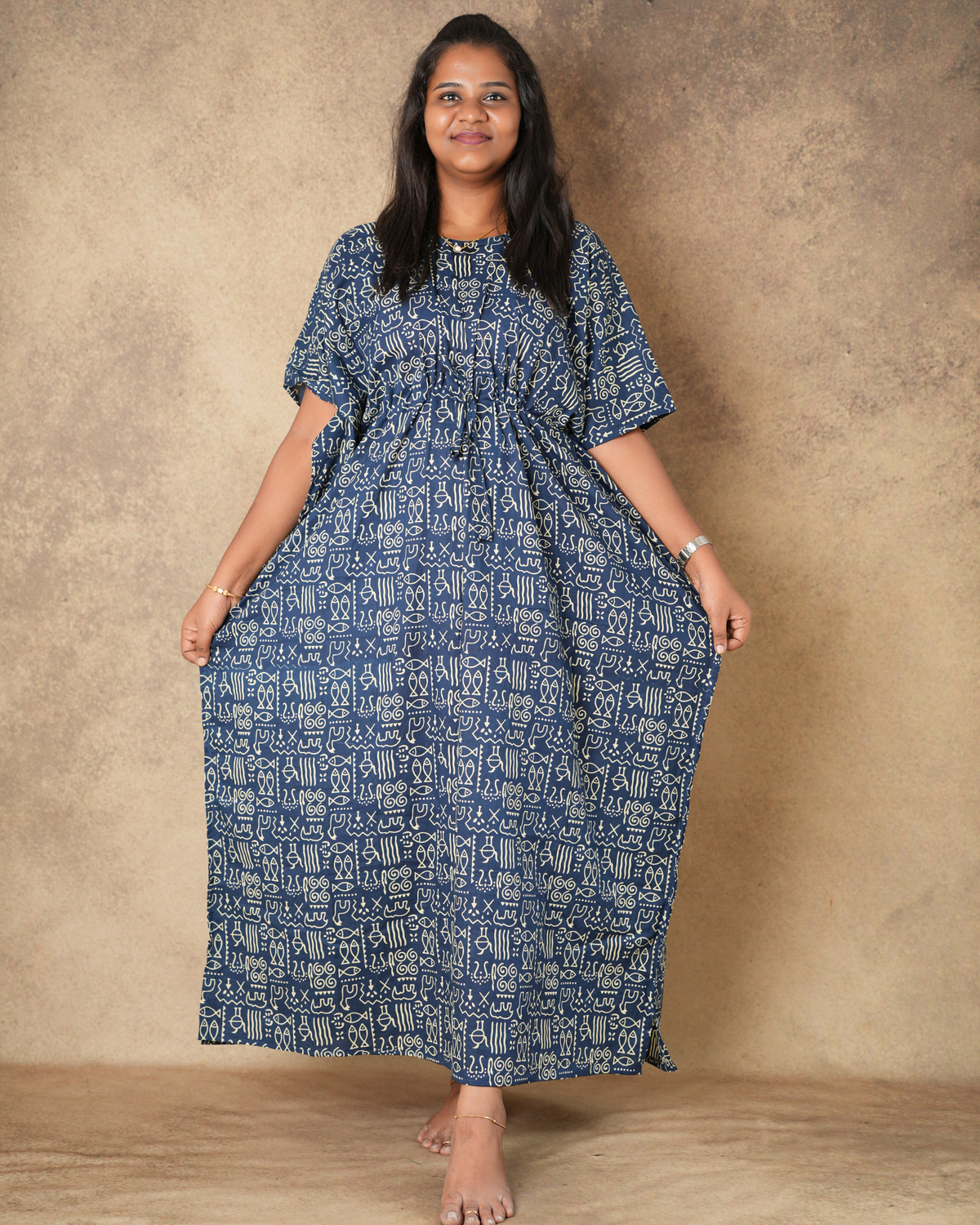 Blue Fish and Gigs Pure cotton kaftan - ALP011