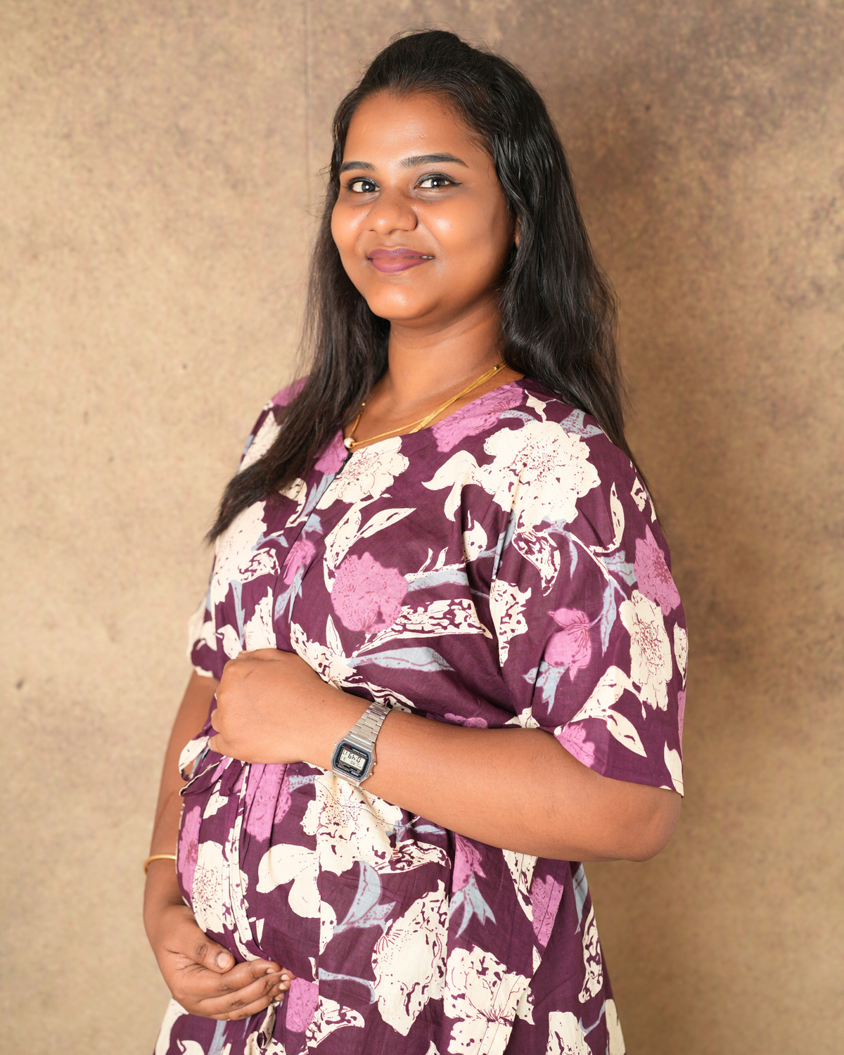 Mom Wine Centre Zipped Feeding Cotton Kaftan - ALPF001