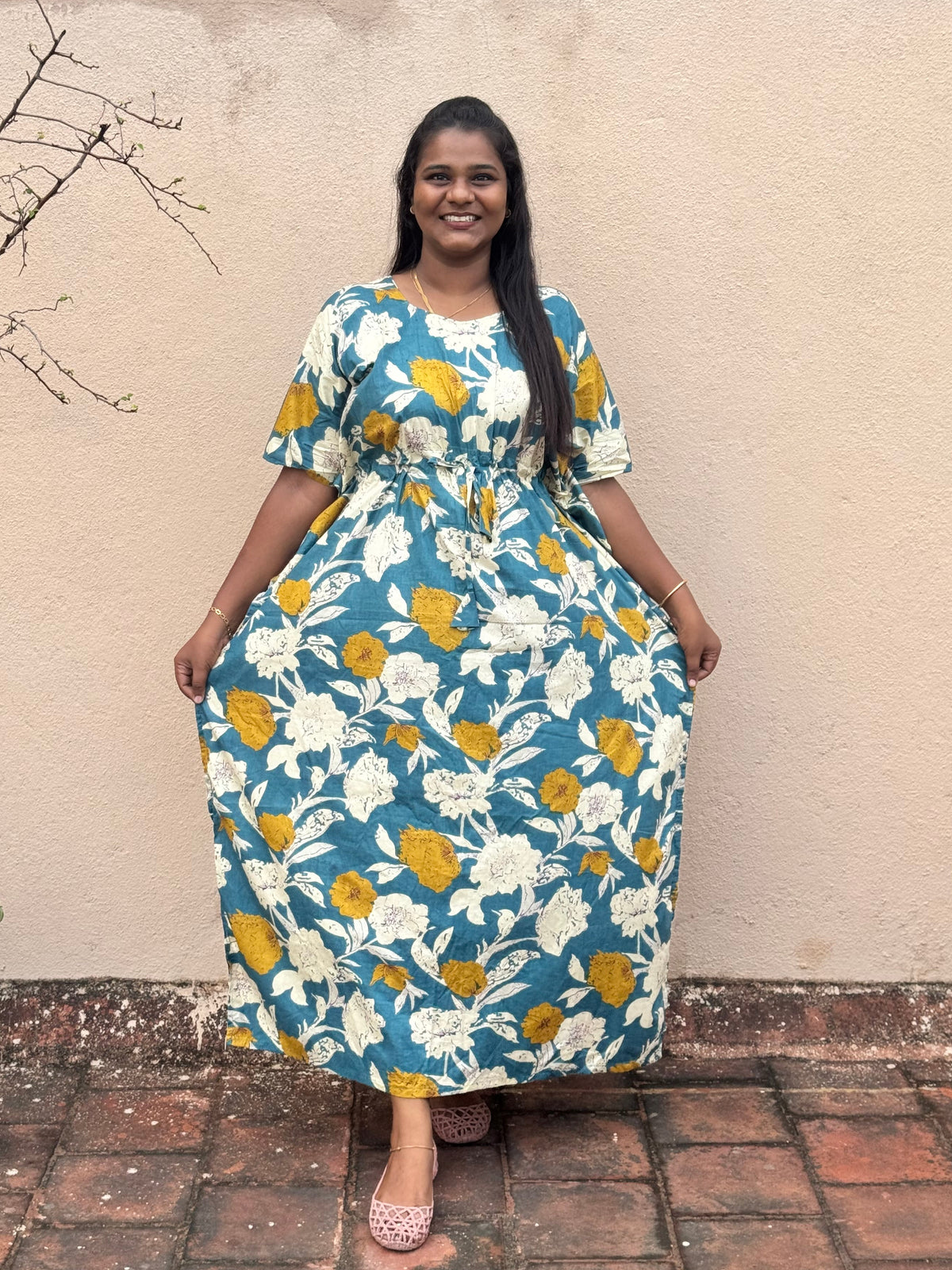Blue Mangai Pure Cotton Kaftan - ALP052