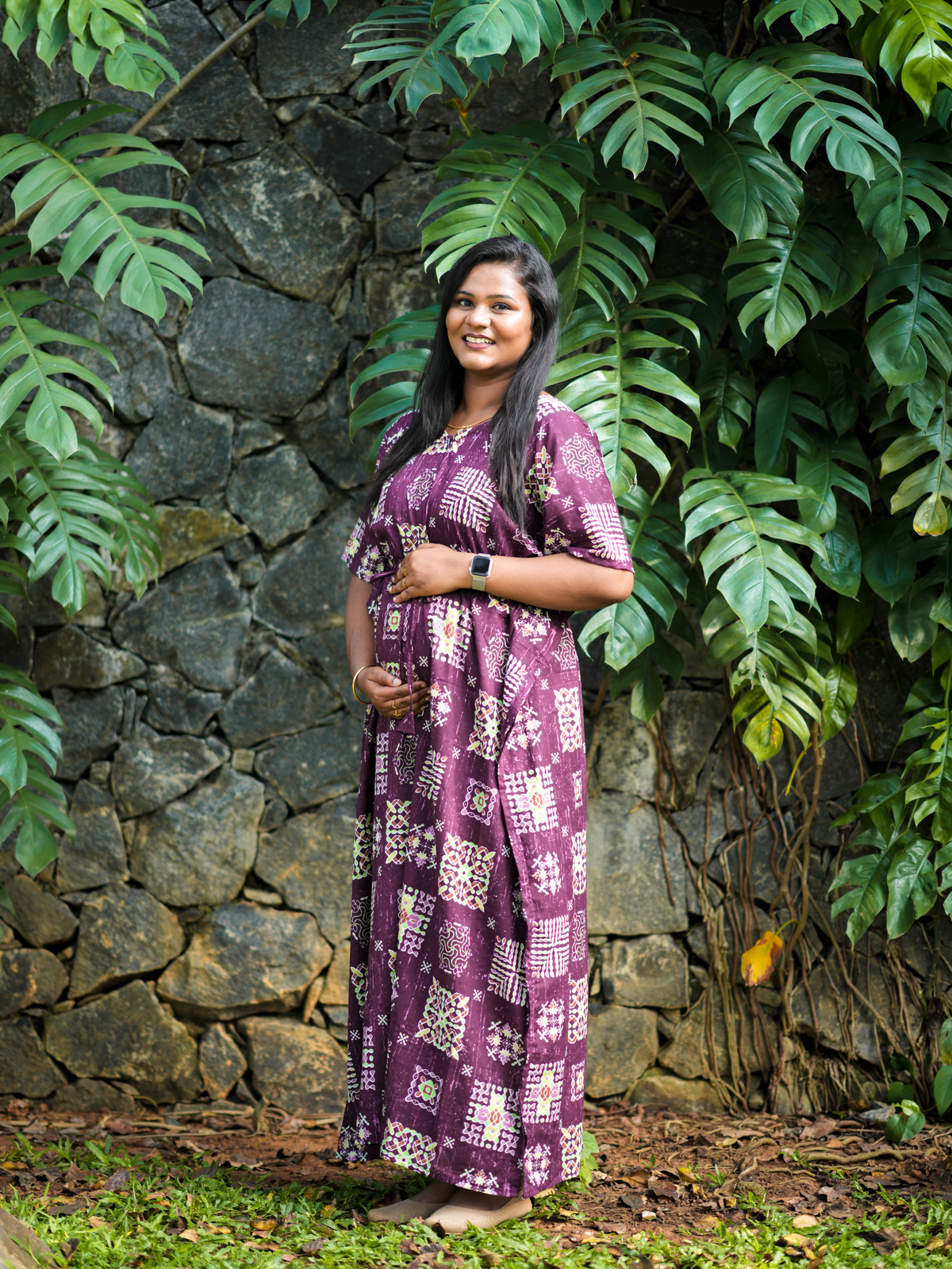 Mommy Kollam Centre Zip Cotton Kaftan - ALPF004