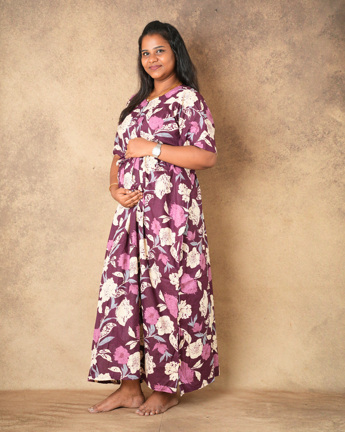 Feeding Mom Wine Centre Zipped Cotton Kaftan - ALPF001