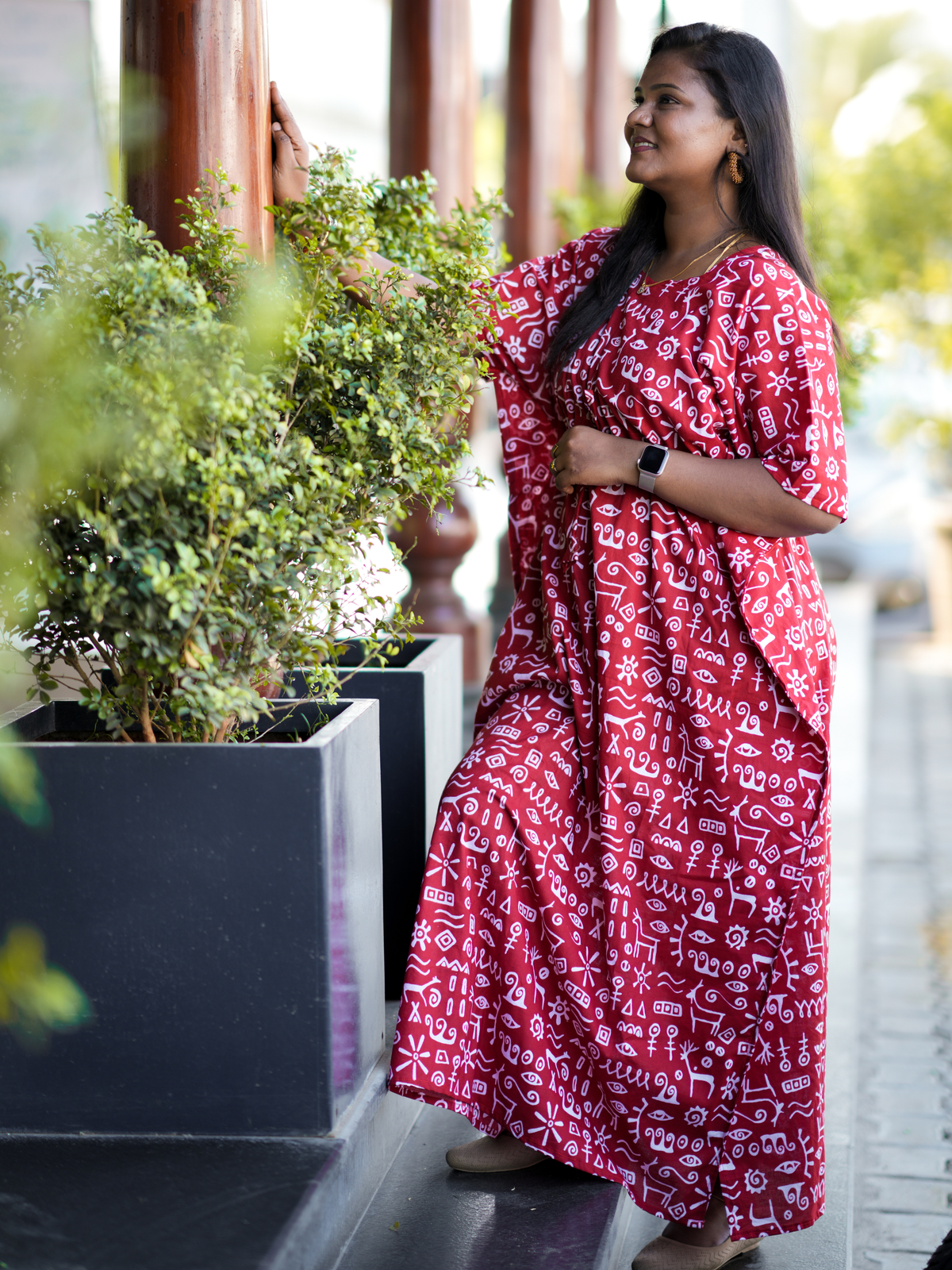 Red Roots Pure Cotton Kaftan - ALP036