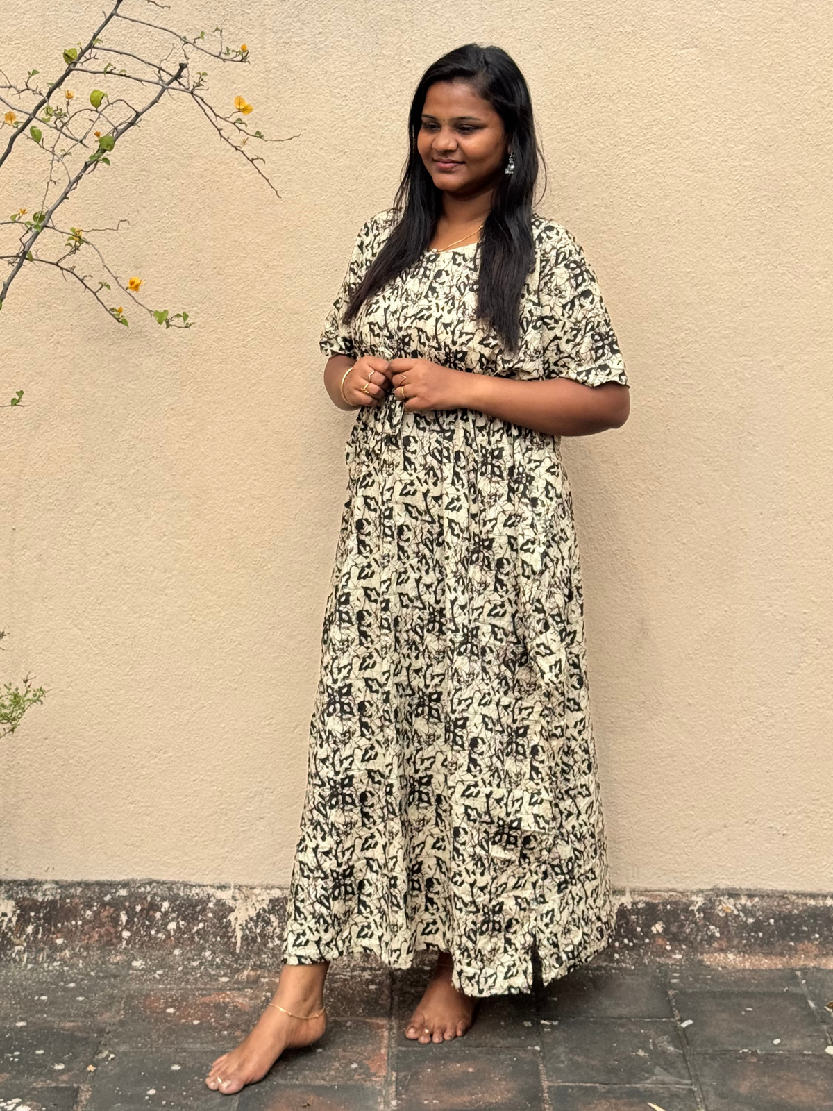 Black Smokey Dust Pure Cotton kaftan - ALP031