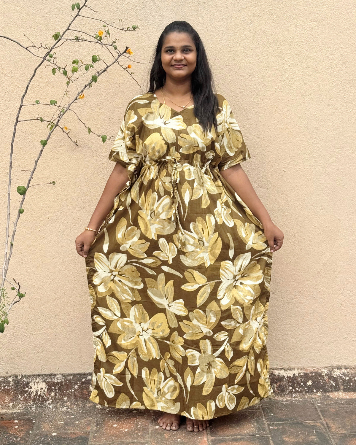Golden Dust Pure Cotton Kaftan - ALP030